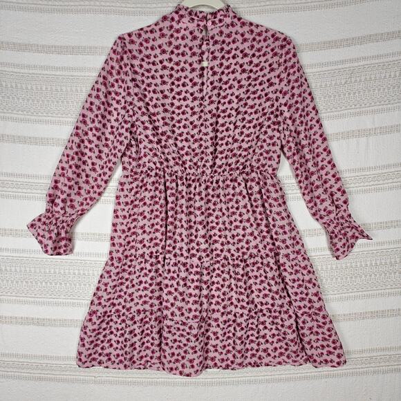 Sweet Storm Pink Floral Tiered Long Sleeve Dress Size L New Boho Chic - Picture 2 of 8